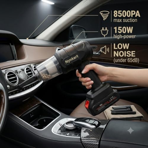 Image of Car Mounted Vacuum Cleaner - 8500PA High Power Suction, 150W Portable Handheld Auto Vacuum, Low Noise & Lightweight Design, Durable Interior Car Cleaner for Quick & Easy Cleaning