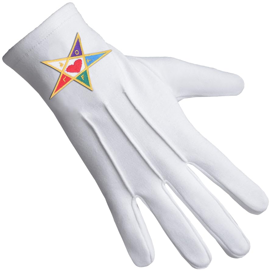 BRICKS MASONS Youth Department International Masons White Gloves - Cotton With Colorful Star - XL