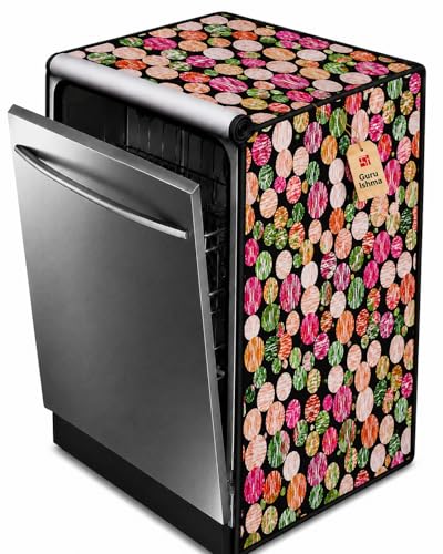 Image of Waterproof Dishwasher Cover for 12 to 15 Place Setting | Suitable with Bosch, LG, IFB, Hafele, Faber & More | Dustproof Appliance Protector Zip Cover Universal Fit-(63X63X88cms Design 7)