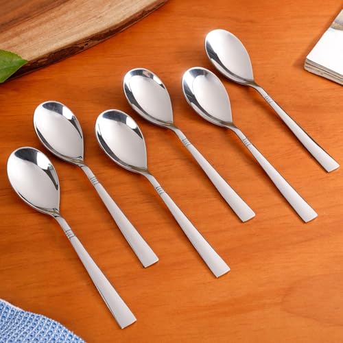 Image of Nestasia Stainless Steel Cutlery Set of 18 - Dishwasher Safe & Rust Resistant Spoon, Fork & Dessert Spoon Set - Ring Cut Cutlery Set for Dining Table, Kitchen & Gifting