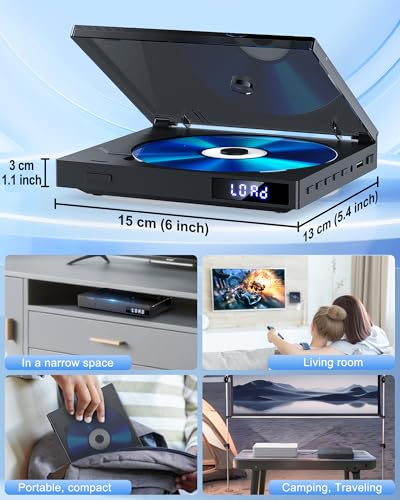 Image of Mini DVD Player for Smart TV, Region Free DVD Player with HDMI 1080P