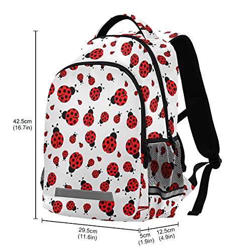 MNSRUU School Backpack with Chest Strap, Cute Red Ladybug Laptop Backpack, Travel Hiking Backpack for Boys Girls, Rucksack, Knapsack One Size3