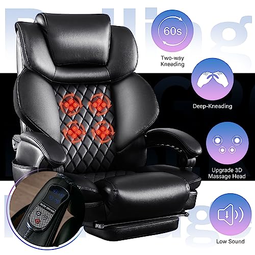 Blue Whale Big And Tall Office Chair 500Lbs With 3D Rolling Massage Lumbar Cushion Executive Office Chair High Back Reclining Office Chair With Footrest Wide Seat Breathable Back Support Home Office Desk Chairs thumb #2