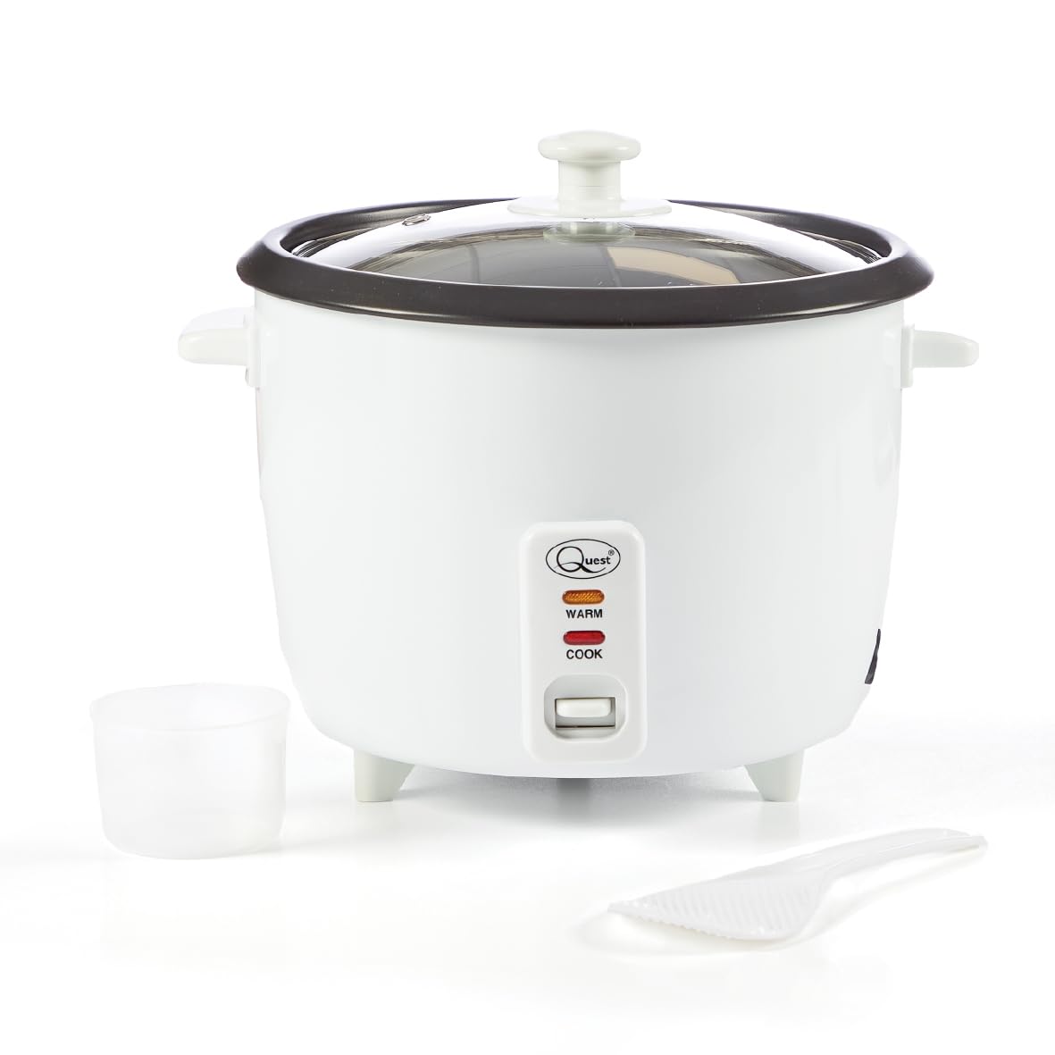– Quest 2.5 Litre Rice Cooker/Up To 12 Servings/Food Warmer Function/Non-Stick Inner Pot/Clear Viewing Lid/With Spoon & Measuring Cup / 900W (35450)