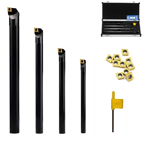OSCARBIDE Juego de barras de mandrinar indexables de 4 piezas, 1/2"x7", 5/8"x8", 3/4"x10", 1"x12" Barras de mandrinar Sclcr de mano derecha con 14