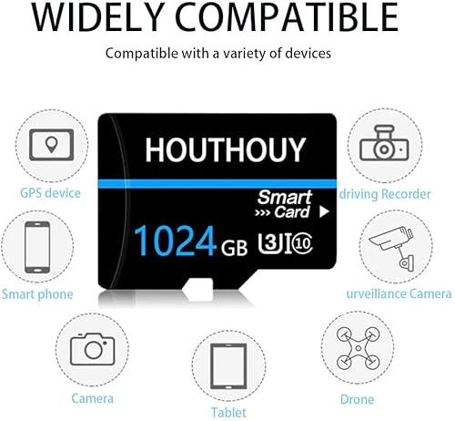 Tarjeta TF Tarjeta de memoria de 1 TB 1024 GB Clase 10 Tarjeta TF de alta velocidad con adaptador TF tarjeta de memoria para PC, teléfono