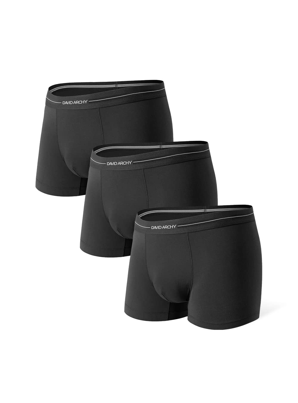 DAVID ARCHY Men's Pouch Underwear Micro Modal Trunks Breathable Soft Lightweight no Fly 3 Pack, Black, L