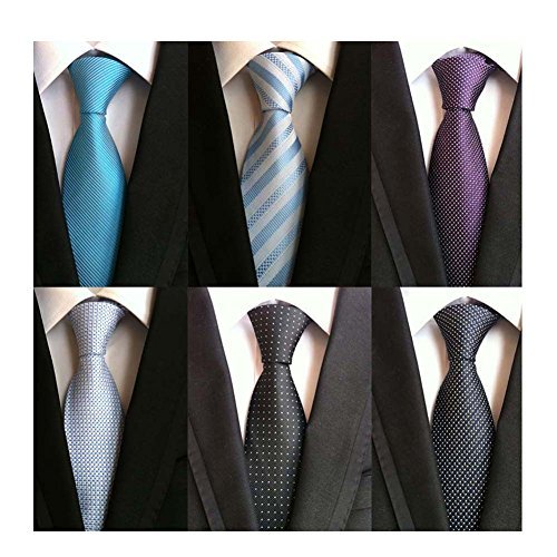 WeiShang Lot 6 PCS Classic Men's 100% Silk Tie Necktie Woven JACQUARD Neck Ties (Style 16)