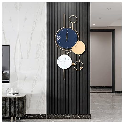 Blue And Gold Wall Clock W/Hook 30" Large Wall Clock Modern Living Room Decor Kitchen Bedroom Indoor Gold Silent Non-Ticking Clock Decorative Wall Clock Battery Operated（Not Included Battery)