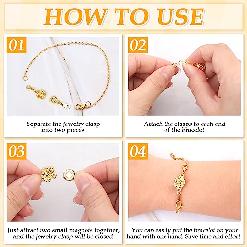 Paxcoo 12Pcs Magnetic Necklace Clasps and Closures, Locking Magnetic Jewelry Clasps, Magnetic Necklace Extender, Necklace Clasp Helper for Necklaces, Bracelets and Jewelry3