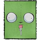 LOGOVISION Invader Zim Blanket, 50'x60' Invader Zim Gir Face Woven Tapestry Cotton Blend Fringed Throw Blanket