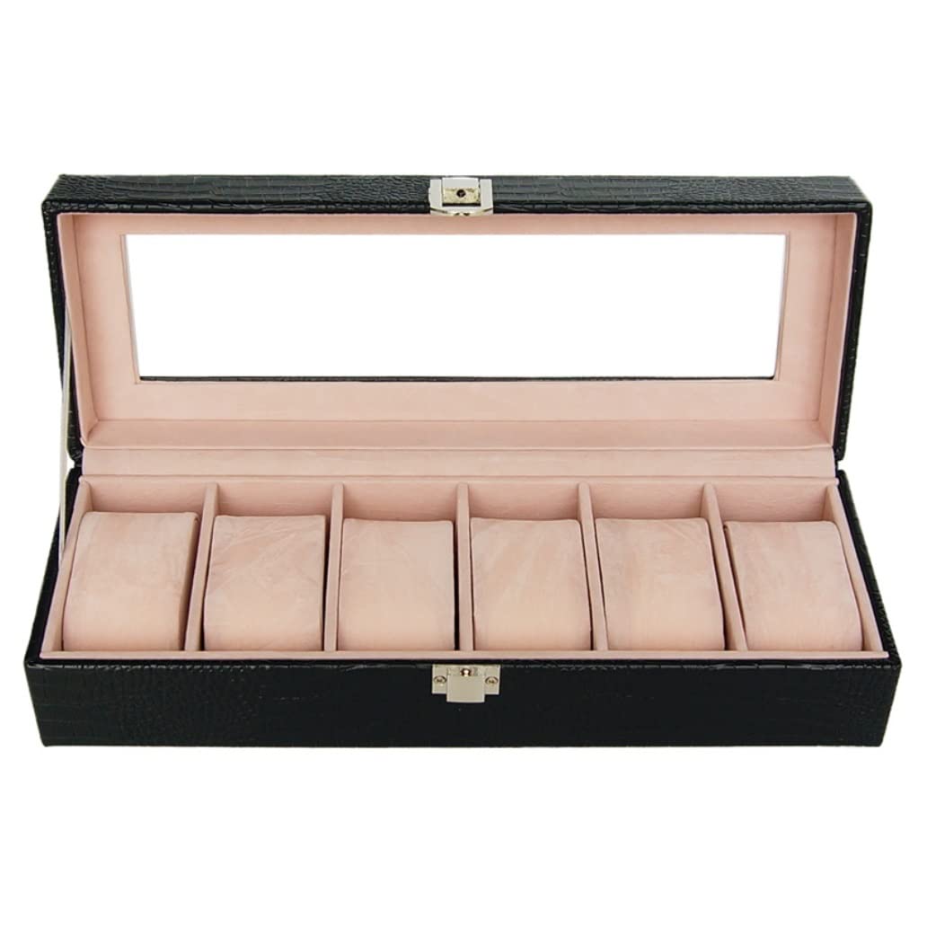 Scatola Porta Orologi Scatole per Orologio Custodia Per Orologio Custodia Per Orologio In Pelle Organizer Per Display 6 Slot Con Coperchio In Vetro Cuscini Rimovibili Custodia Per Orologio Scatola Oro