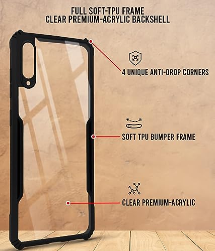 Image of Jkobi Back Cover Case for Samsung Galaxy A20s (Shockproof with Polycarbonate Clear Panel | Professional Black)
