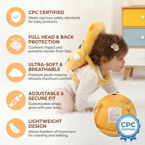 Image of Baby Head Protector Backpack - Soft & Lightweight Head Protection Pillow for Bebe Walking and Crawling(Tiger)