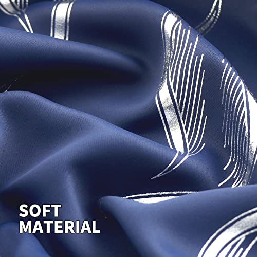 Image of BGment Wavy Navy Blue Blackout Curtains 72 Inch Length 2 Panels Set, Thermal Insulated Privacy Grommet Window Drapes for Kids Boys Bedroom, 52 x 72 Inch