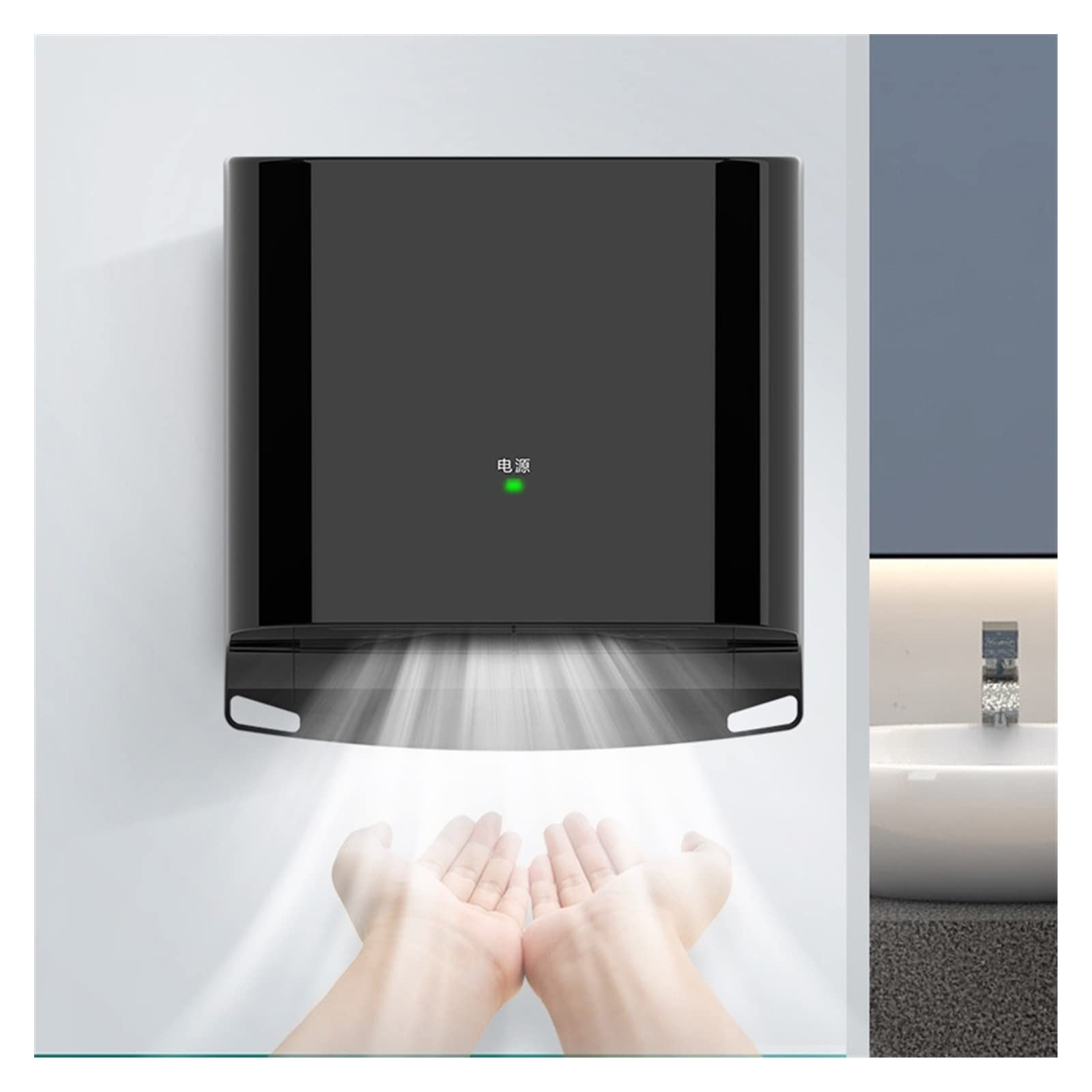 Händetrockner, Automatischer Händetrockner Hochgeschwindigkeits-Föhn Smart Induction Wandmontierte Induktions-intelligente Trockner-Maschine for Badezimmer(Orange)