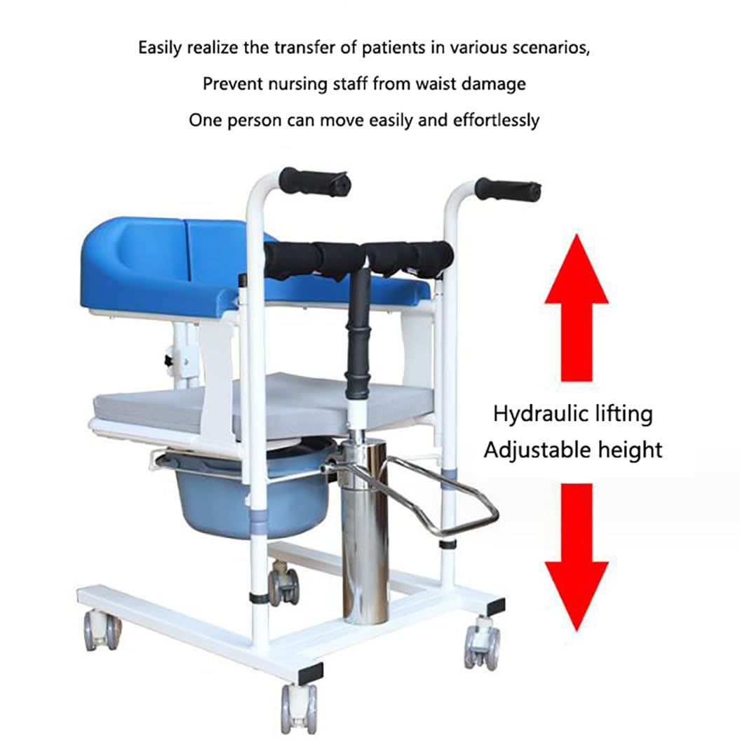 Elevador de pacientes hidráulico,elevador médico, silla de transferencia,Silla de ruedas portátil de transferencia de pacientes para el hogar, Asiento Dividido 180° B