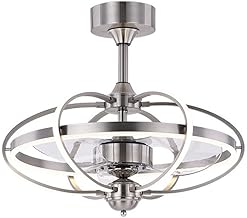 Ventilador de teto moderno de 23 polegadas com luz com controle remoto, 3 cores e 3 velocidades mudo adequado para sala de estar, quarto, ventilador de teto com lustre de acrílico LED