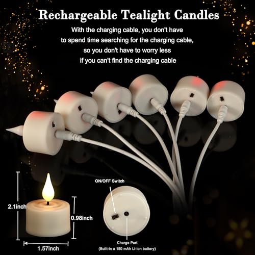Velas de té recargables con batería y luces LED realistas para el hogar 7