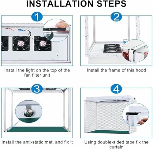 Campana de Flujo laminar Vertical con Filtro de Ventilador y filtros HEPA para reparación de teléfonos y Laboratorio. Mesa de Trabajo a Prueba de Polvo con iluminación LED. (220V)