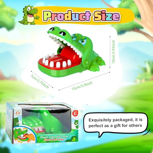 Camilife Krokodil Spiel Croco Doc Spiel Spielzeug Krokodil Zähne,Action Geschicklichkeit für Familienspiel, Teste Dein Glück, für Kinder, Familienspiel, Partyspiel (Grün-S)