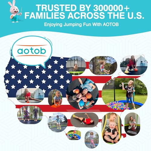 Image of AOTOB 8FT Trampoline with Safety Enclosure Net，Blue Outdoor Trampoline with Ladder, Heavy Duty Jumping Mat and Spring Cover Padding for Kids