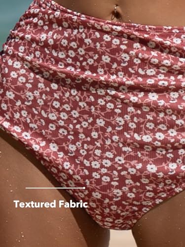 CUPSHE Women's Bikini Sets Two Piece Bathing Suit High Waisted V Neck Halter Front Twist Back Hook Textured4