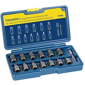 THINKPRO 14PCS Screw Extractor Set, Easy Out Bolt Extractor kit with 3/8