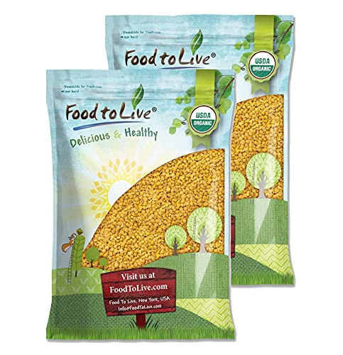 Organic Yellow Split Lentils, 20 Pounds – Non-GMO Golden Lentils, Raw, Dried, Vegan, Kosher, Bulk, Good Source of Protein, Fiber, and Iron. Low Sodium, Low Fat, Great for Cooking, Soups, Chili.