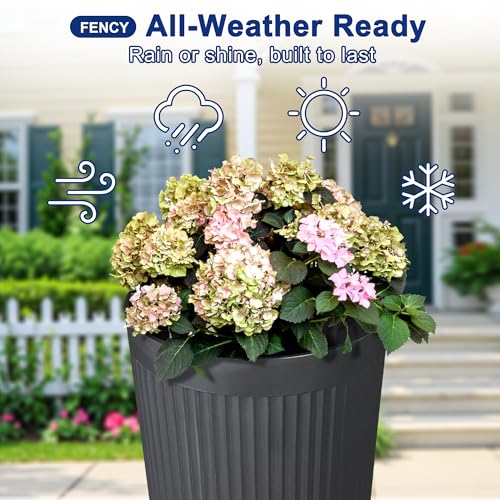 FENCY 2Pack 24IN Self Watering Planter for Indoor Plants, Plastic Large Planter for Outdoor Plants, Water Level Indicator& Spacious Reservoir Flower Planter Decorative(Black) - Image 5