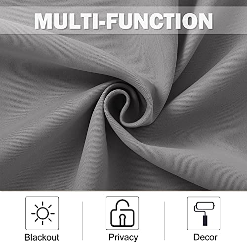 Nicetown Small Curtain For Half Window, Blackout Short Window Treatment Curtains Solid Grommet Drapers For Bathroom/Living Room, 42" Wide X 36" Long + 1.2 Inches Header, Silver Grey, 1 Pair #TOP5