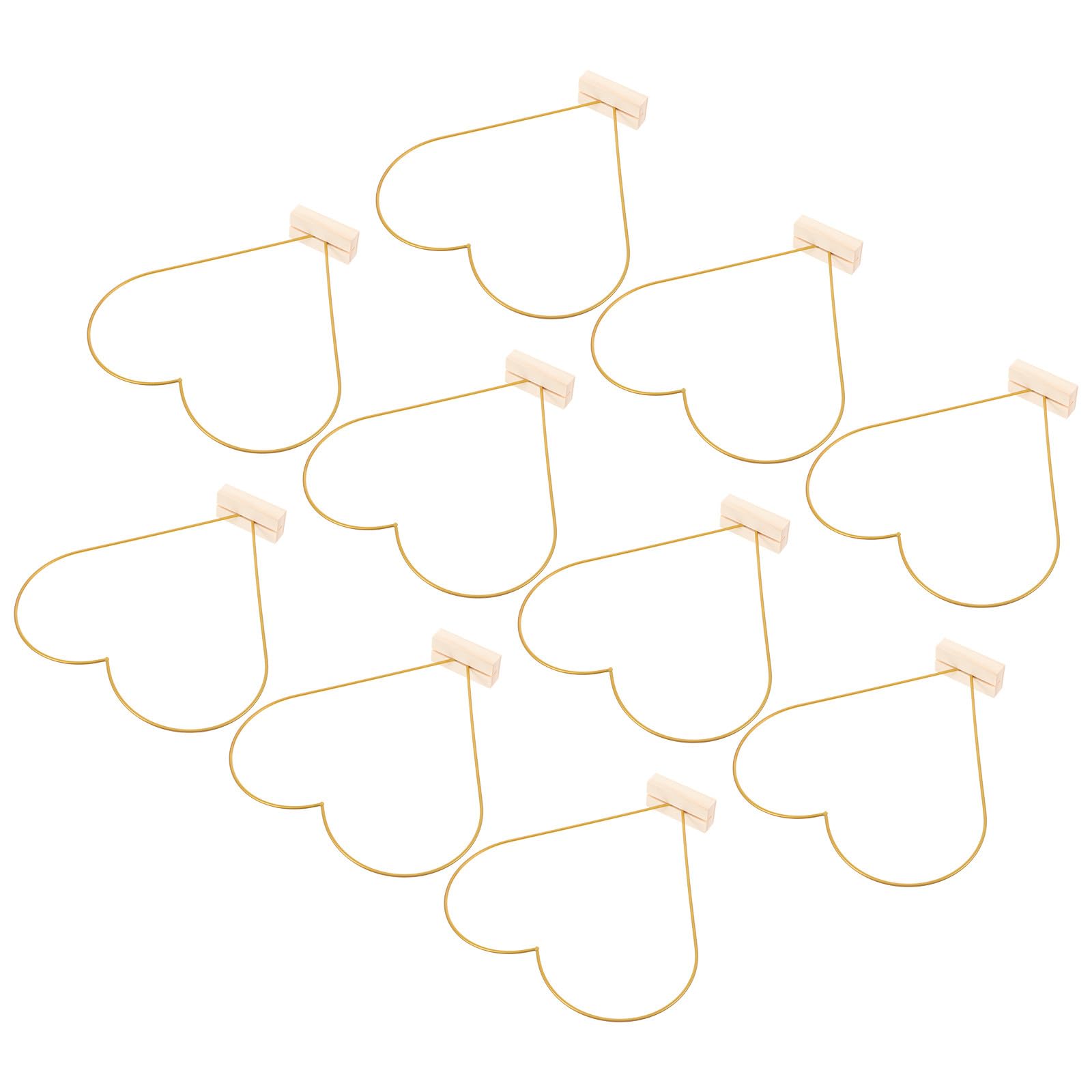 Homoyoyo 10 Stück Metallringe mit Holzsockel 25cm Herzform Robuster Eisenblumenkranz für Selbstgemacht Hochzeits Tischdekoration und Bastelarbeiten