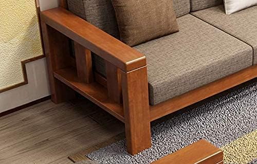 Image of Sheesham Wooden 5 Seater Sofa Set for Living Room | Solid Wood Sofa | Rosewood Sofa Set for Home & Office | Lounge (Natural Teak Finish, 5 Seater)