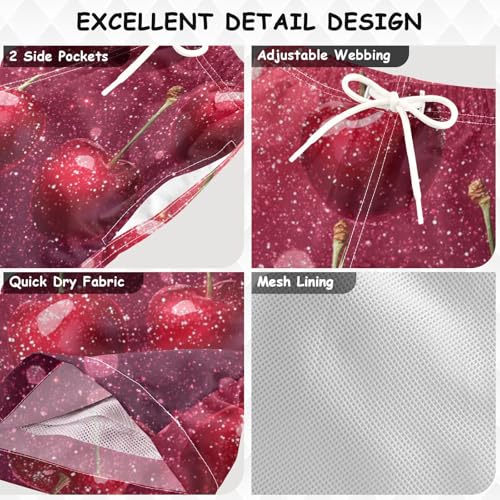 Pigsaly Boys Swim Trunks Sweet Candy Gradient Pink Red Cherry Fruit Boys Board Shorts Swimsuit Swimwear Bathing Suit 2T3