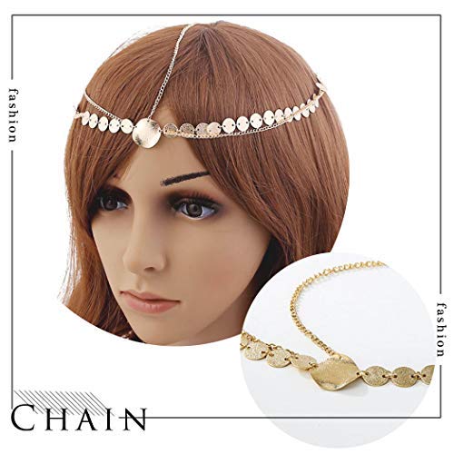 Jovono Boho Cadena de cabeza de lentejuelas multicapas, accesorio de moda para...
