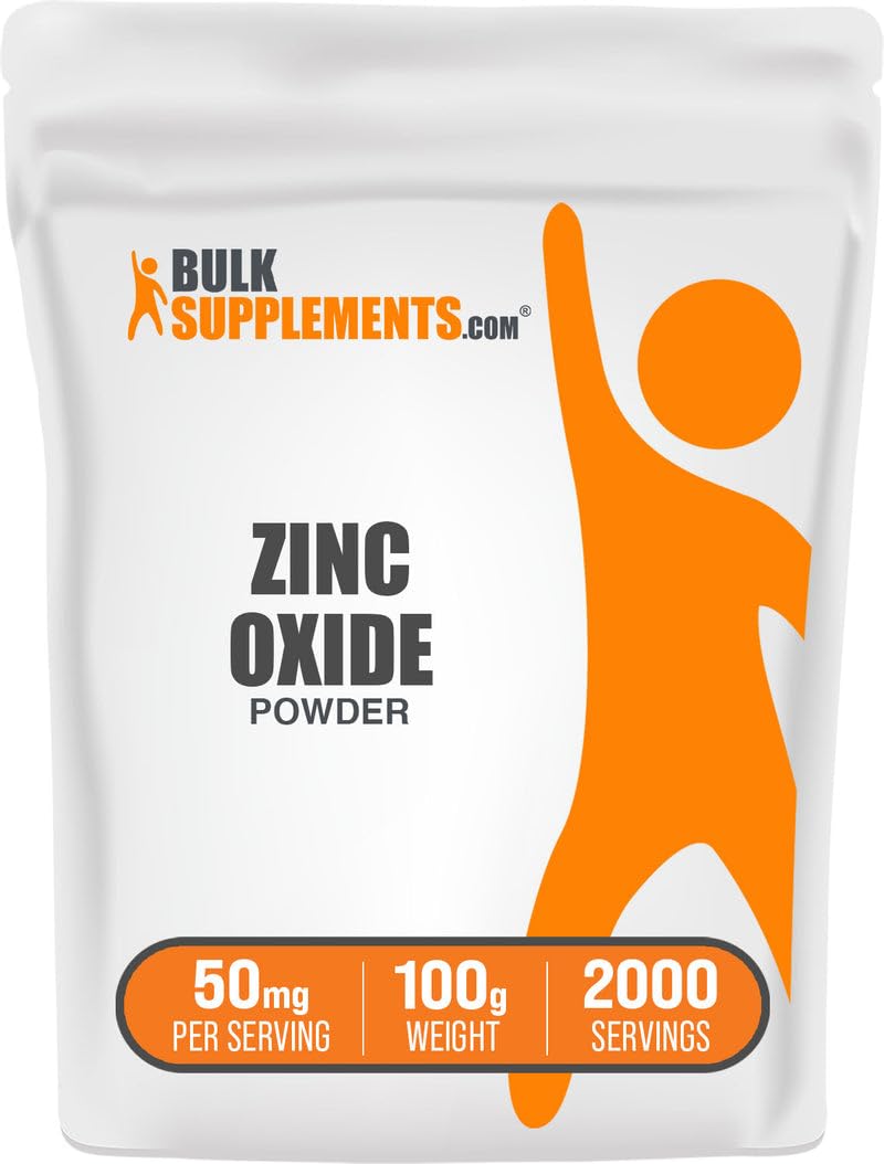 BulkSupplements.com Zinc Oxide Powder - Zinc Oxide Supplement, Mineral Supplement for Immune Support - Gluten Free, 50mg per Serving, 100g (3.5 oz) (Pack of 1) 3.5 Ounce (Pack of 1)