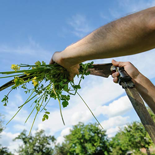 Estink Manual Steel Grass Sickle Kit, 4Ft 7 Inch Weed Scythe and Grinding Stone Held Sickle Tool for Garden Farm,Steel Blade Solid Wooden Handle