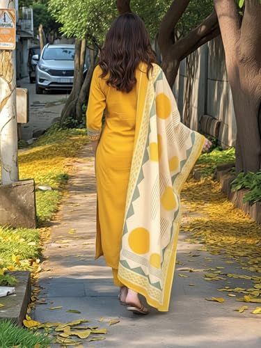 Kurta anarkali imprimé en viscose jaune tenue festive et décontractée pour le bureau - 2