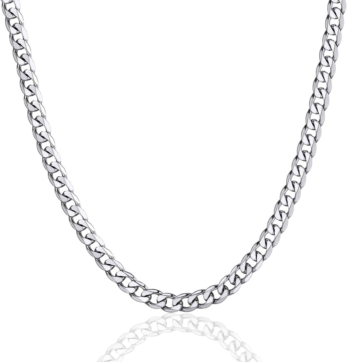 Cuban Chain Necklace for Men, Silver/Black/Gold Plated Stainless Steel Cuban Link Chains Mens 4/6/9/13 MM Width,14"-30" Length Hip Hop Accessories Jewelry Gifts for Father's Day Christmas