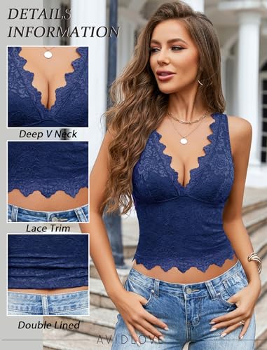 Image of Avidlove Lace Tank Tops for Women Summer Going Out Tops Y2k Sexy Lace Top