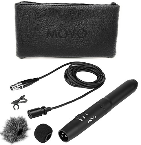 Movo LV11OD XLR Lavalier Omnidirectional Condenser Microphone with Phantom Power Supply, 12mm Mic Capsule, Foam and Deadcat Windscreens, Deluxe Case
