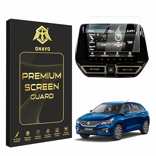 Image of OHAYO Screen Protector for Maruti Suzuki Baleno 2022-Present | 9 Inch Infotainment Touchscreen Guard | Alpha Model Compatible | 9H Hardness Military Strength | Scratch Resistant HD Clear Display Protection | Bubble Free Easy Install | Non-TG Material