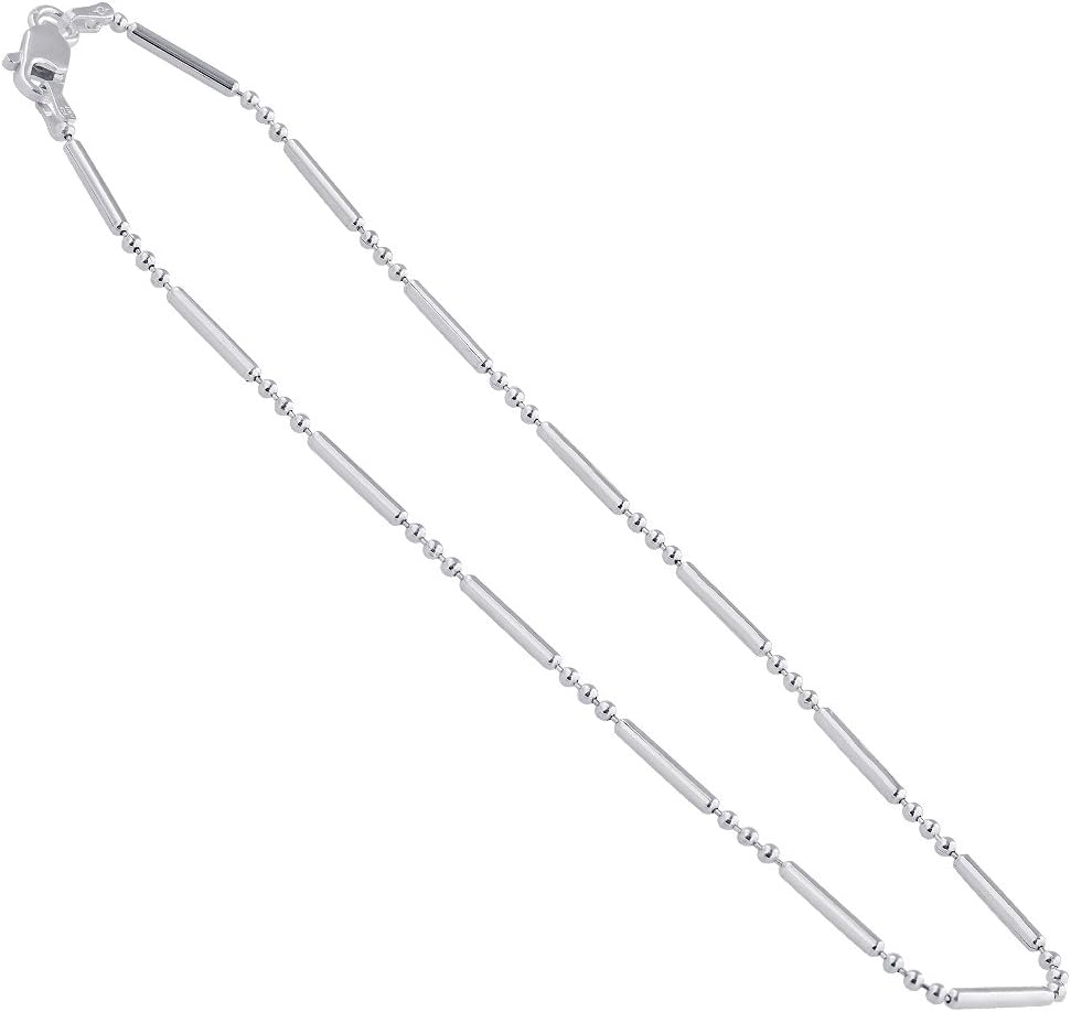 Italian .925 Sterling Silver Bead 1mm Balls and Rods Chain Necklace - Image 7