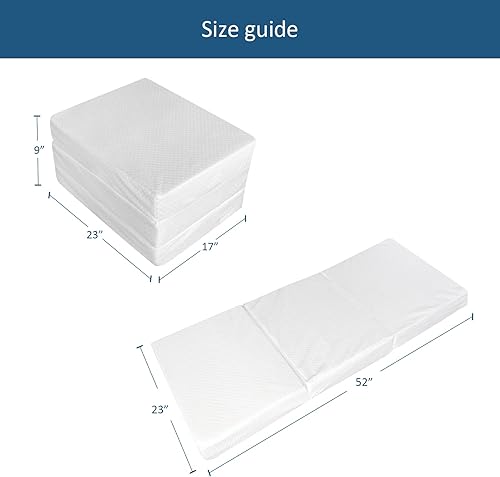 Miniatura 3 de Colchoneta para siesta para niños pequeños, colchón triple plegable con funda suave impermeable lavable, 23 x 52 x 3 pulgadas
