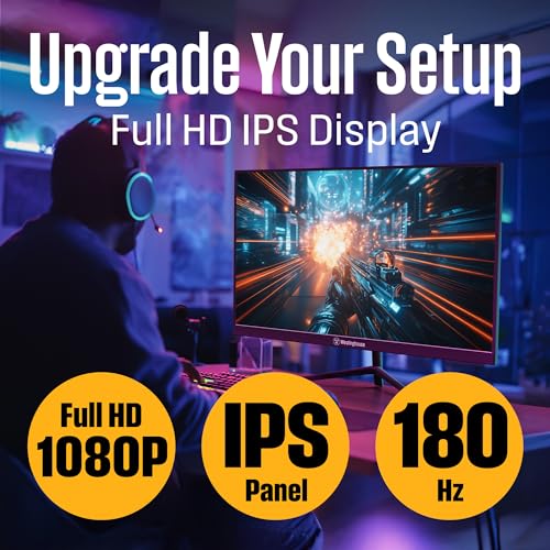 Image of Westinghouse 27 Inch Gaming Monitor, IPS, 180Hz, 1ms, Built in Speakers, HD 1080P, 110% sRGB, AMD FreeSync, Eyecare, Computer Monitor for Office, PC & Console Games, DisplayPort, HDMIx2 /Gaming Mode