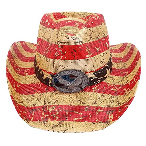 Image of SILVERFEVER Straw Cowboy Hat Cowgirl Hats Men Women Sun Hat Sombreros Vagueros Classic Western Accents Sombreros