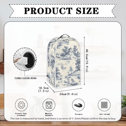 Image of Talayituse Toile De Jouy House Print Blender Dust Cover, Fingerprint Protection Cover for Stand Mixer or Coffee Machine, Home Kitchen Appliance Covers for Stain Dust Resistant Supplies