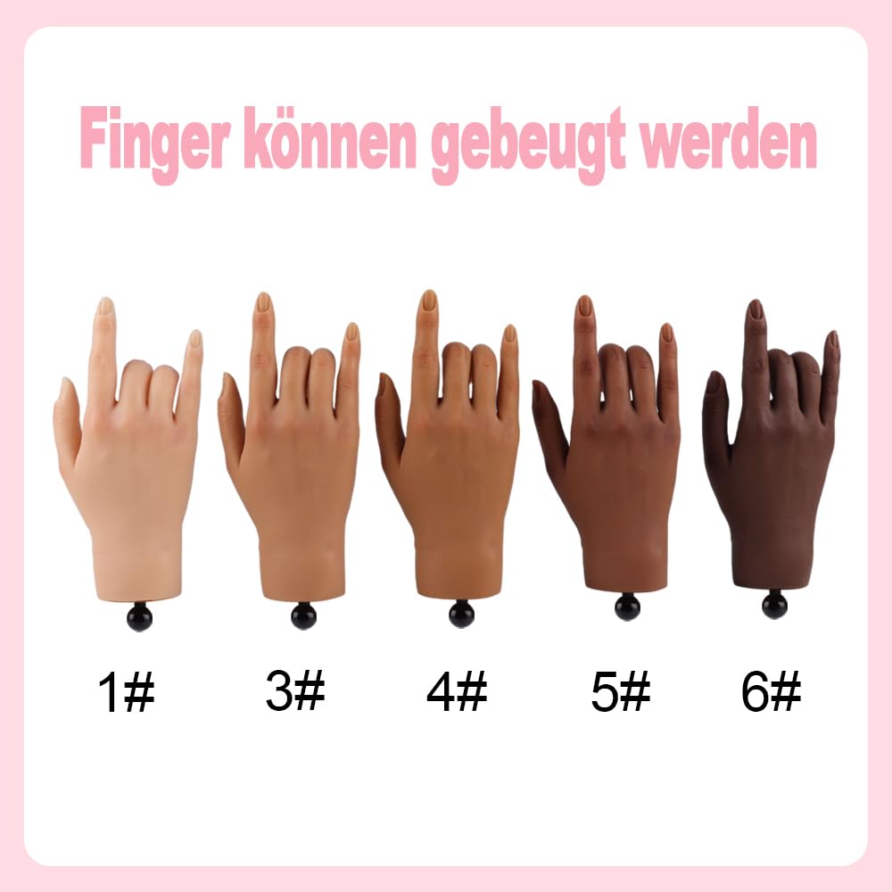KnowU Main d'entrainement Manucure avec Support, Nail Practice Training Hand, Main d'entraînement Pour Ongles en Acrylique, Fausse Main, Mains d entrainement Ongles, droit