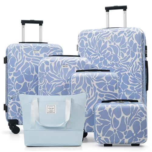 Image of Hardside Luggage Sets, Lightweight Suitcase with Spinner Wheels, Blue Pattern