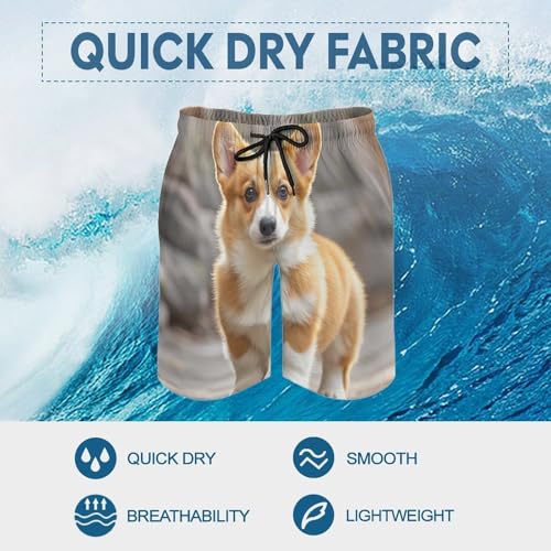 Men's Swim Trunks Quick Dry Board Shorts with Pockets Beach Shorts Corgi Dogs Bathing Suits for Men3